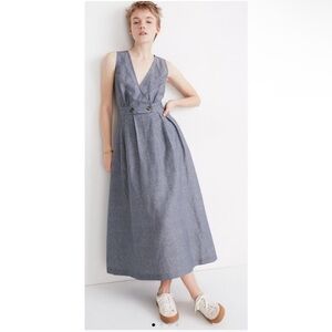 Madewell Petite Button-Waist Wrap Midi Dress